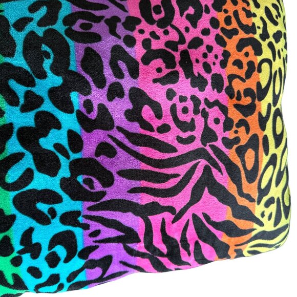 Lisa Frank Inspired Rainbow Leopard Print Decorative Pillow - Picture 5 of 5